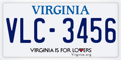 VA license plate VLC3456