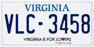 VA license plate VLC3458