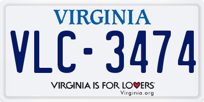 VA license plate VLC3474