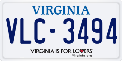 VA license plate VLC3494