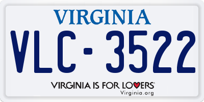 VA license plate VLC3522