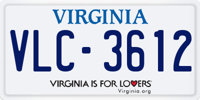 VA license plate VLC3612