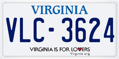 VA license plate VLC3624