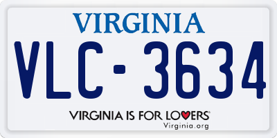 VA license plate VLC3634