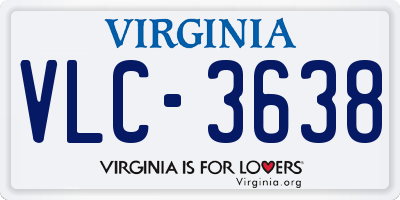 VA license plate VLC3638