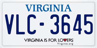 VA license plate VLC3645