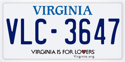 VA license plate VLC3647