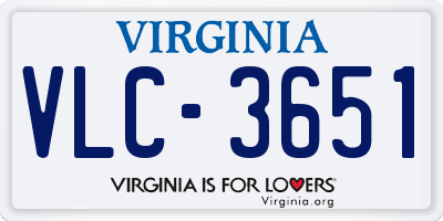 VA license plate VLC3651