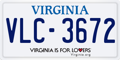 VA license plate VLC3672