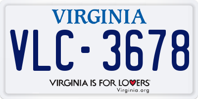 VA license plate VLC3678