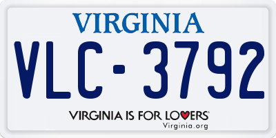 VA license plate VLC3792