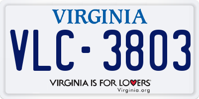 VA license plate VLC3803