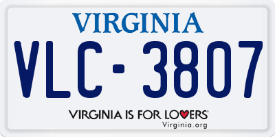 VA license plate VLC3807