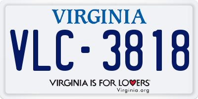 VA license plate VLC3818