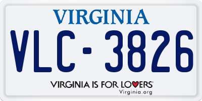 VA license plate VLC3826