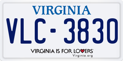 VA license plate VLC3830