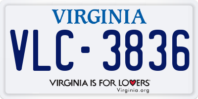 VA license plate VLC3836
