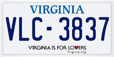 VA license plate VLC3837
