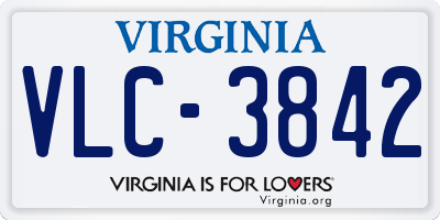 VA license plate VLC3842