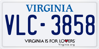 VA license plate VLC3858
