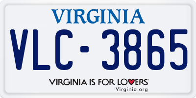 VA license plate VLC3865