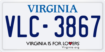 VA license plate VLC3867