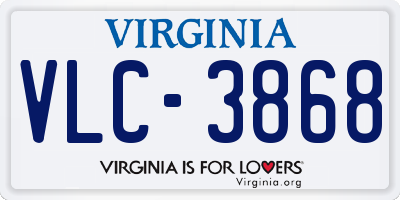 VA license plate VLC3868