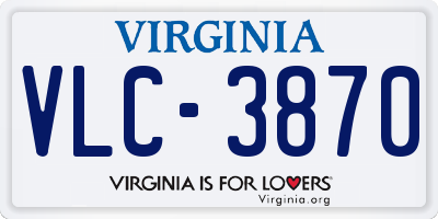 VA license plate VLC3870