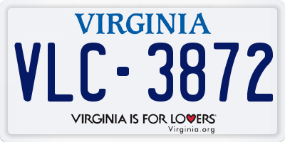 VA license plate VLC3872