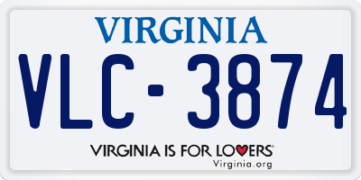 VA license plate VLC3874