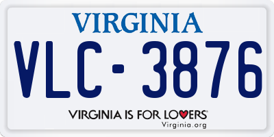 VA license plate VLC3876