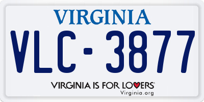 VA license plate VLC3877