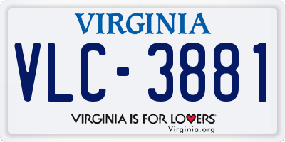 VA license plate VLC3881