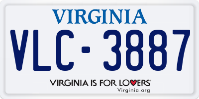 VA license plate VLC3887