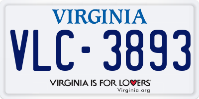 VA license plate VLC3893