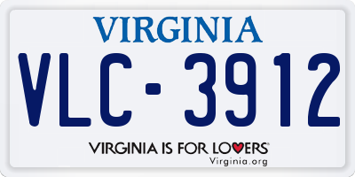 VA license plate VLC3912