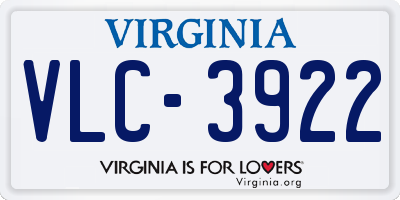 VA license plate VLC3922