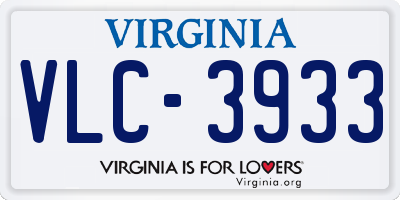 VA license plate VLC3933