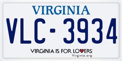 VA license plate VLC3934