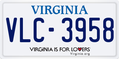 VA license plate VLC3958