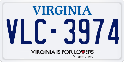 VA license plate VLC3974
