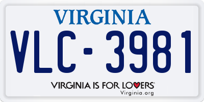 VA license plate VLC3981