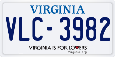 VA license plate VLC3982