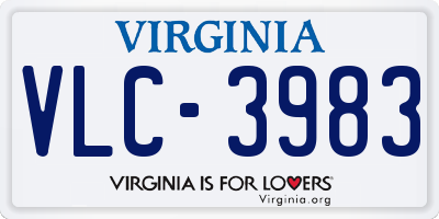VA license plate VLC3983