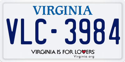 VA license plate VLC3984