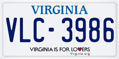 VA license plate VLC3986