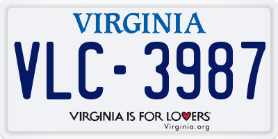 VA license plate VLC3987