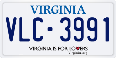 VA license plate VLC3991
