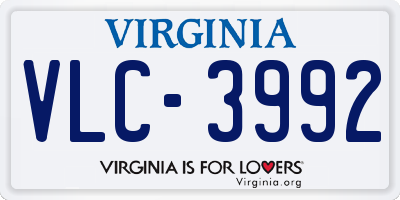 VA license plate VLC3992