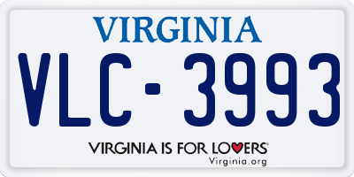 VA license plate VLC3993